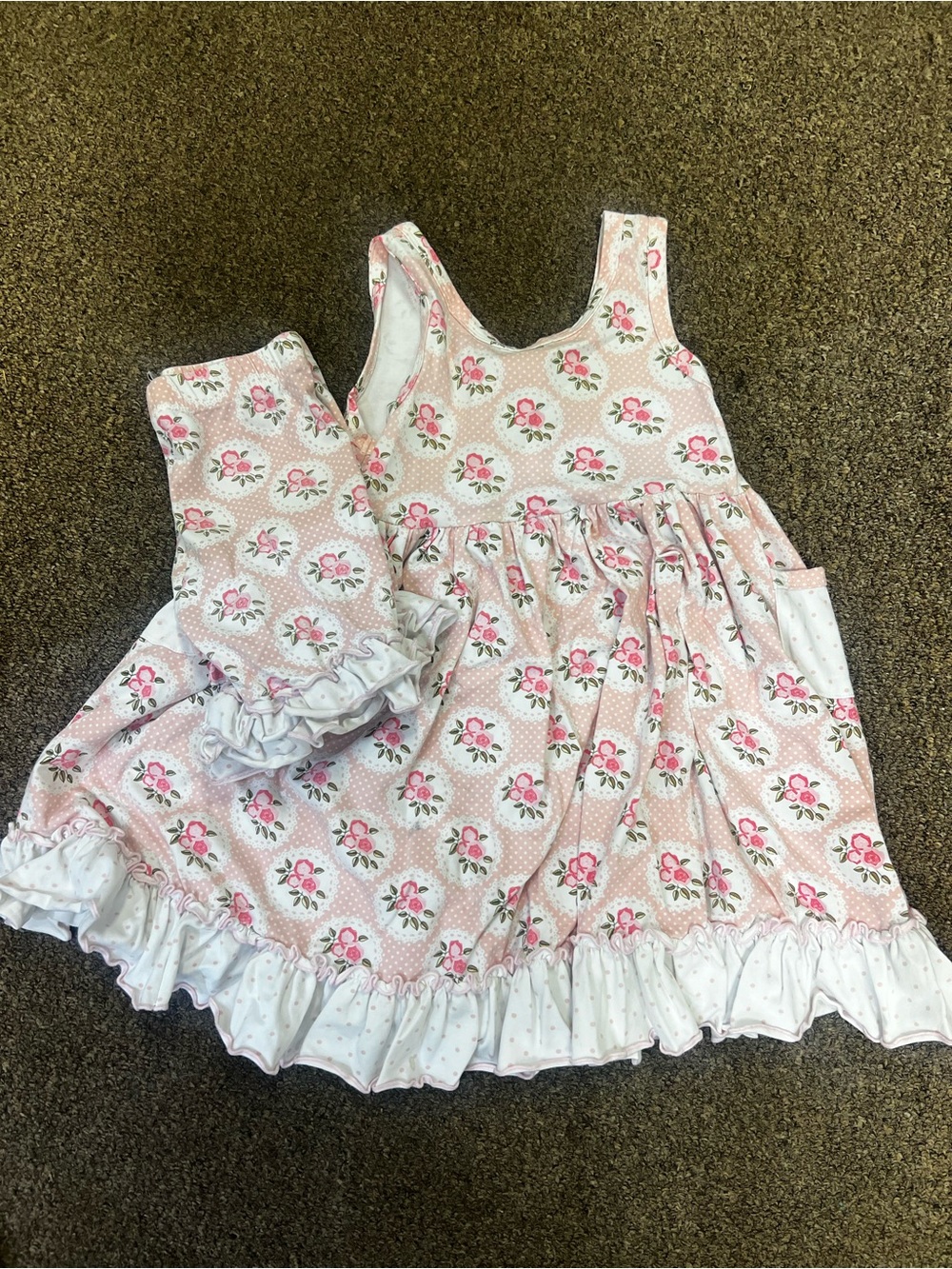 Girls Swoon Baby Floral Pink Ruffle Dress with bloomers